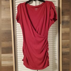 Express Sexy Basic Pink Rouched Heavy Knit Blouse Sz L